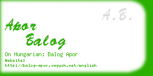 apor balog business card